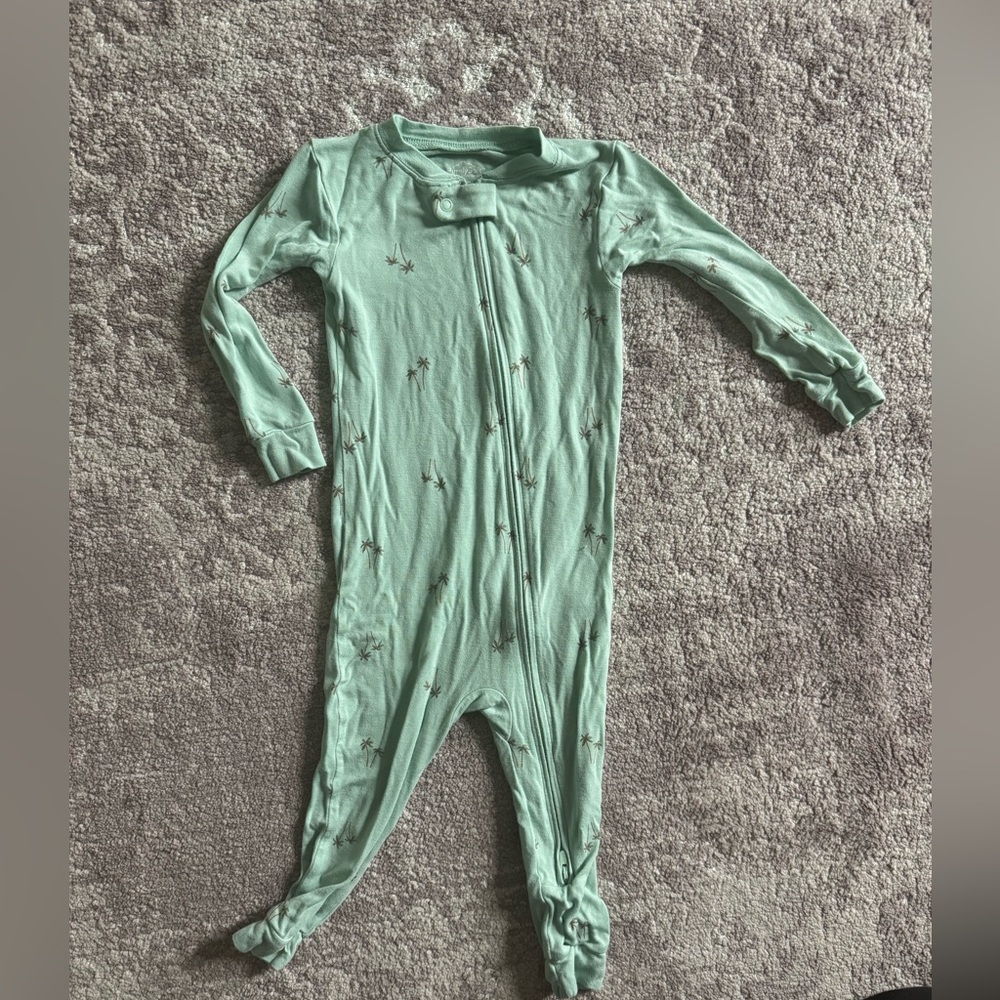 Mint Green Palm Tree One Piece Footless pajamas bamboo 18months